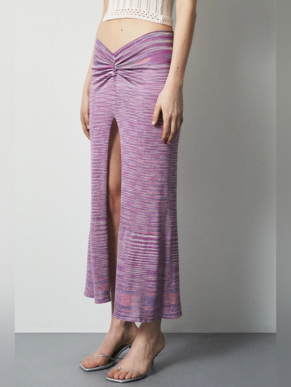 Gimaguas Bridgette Midi Skirt Small Pink Space Dye Front Slit Boho Resortwear